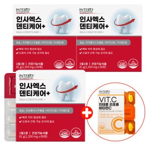 잇몸영양제 인테로 인사엑스 덴티케어 치아 건강 3개 칼슘 프로폴리스 추출물 구강항균