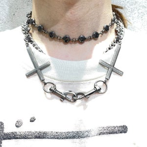 TBR ERD 펑키 체인 목걸이 메탈 실버 블랙