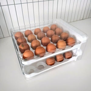 서랍형 2단 투명 달걀보관함 40구 계란트레이