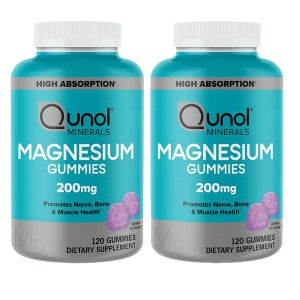 Qunol 마그네슘 신경 뼈 근육건강지원 채식주의자 200mg 120구미(2개 4개월분)