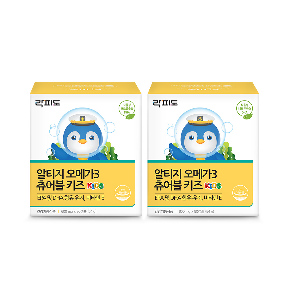 락피도 rTG 오메가3 츄어블 키즈 어린이영양제 EPA DHA 비타민E 90캡슐, 2개