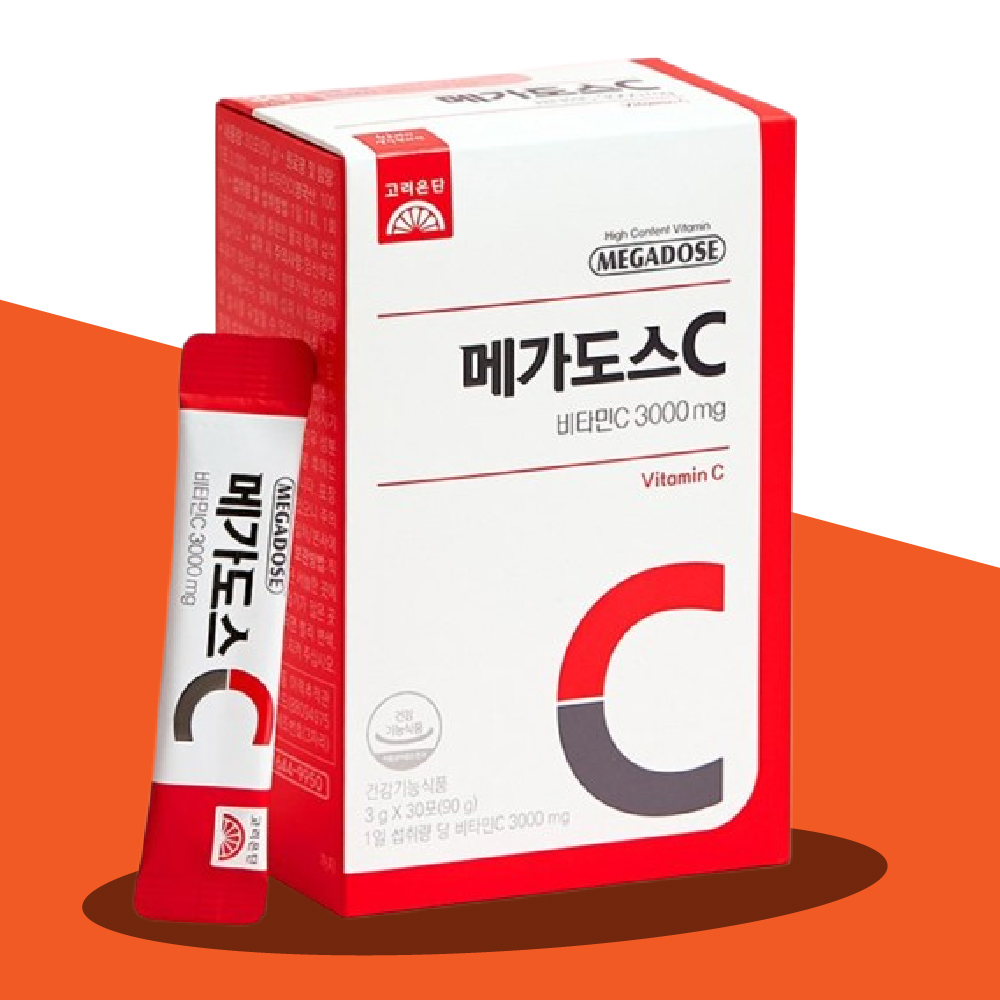 고려은단 메가도스 C3000 고함량 <b>비타민</b>씨 메가<b>비타민</b> 분말 가루 <b>스틱</b> 1개월 30포