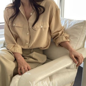 bronze 브론즈 코인 루즈핏 노카라 셔츠 블라우스 3color