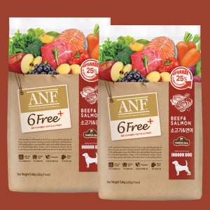 ANF 독 6프리 식스프리플러스 소고기+연어, 5.6kg, 2개