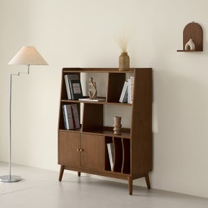 헤이븐 전면 원목 오픈형 거실 유아 사무실 수납 3단 책장 1000