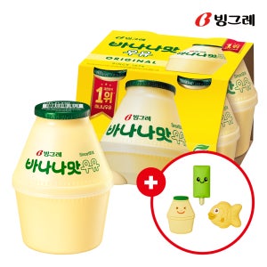 [굿즈구성] 빙그레 단지우유 바나나맛우유 240ml X 16개 + 실리콘참 3종
