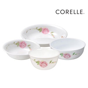 코렐 장미 신 1인세트 4P 직장인 대학생 자취 1인가구 접시 그릇 선물 추천