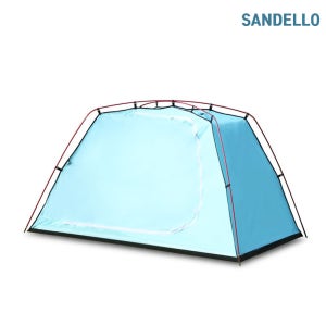 Sandello 튼튼한 알루미늄폴대 2-3인용 코튼 면혼방 텐트 양문형+플라이/그늘막 방수텐트 차박 캠핑텐트
