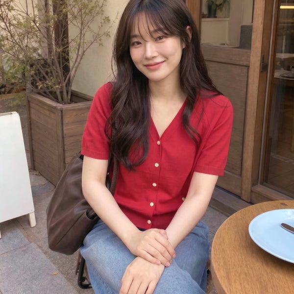[N배송] 로엠 올데이 브이넥 반팔 가디건 RMCKG25R99