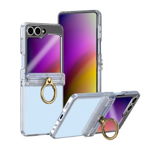 엘라딕 갤럭시 힌지보호 케이스 강화유리 풀커버 마그네틱 액정보호 핑거링 투명, 갤럭시Z 플립6