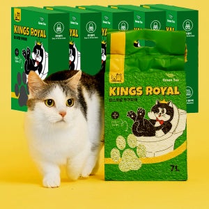 킹스로얄 고양이 두부모래 42L 먼지없는 가는입자 녹차향, 7L, 6개