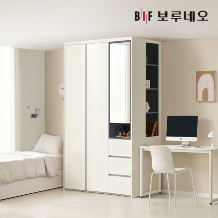 보루네오 작은방 붙박이장 슬림 화장대 거울 아이방 맞춤가구 1200 E0등급