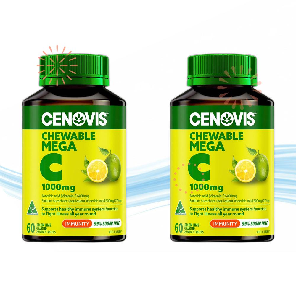 Cenovis 세노비스 <b>비타민 C</b> 츄어블 메가 <b>1000mg 레몬라임</b> 60정 M4 2개