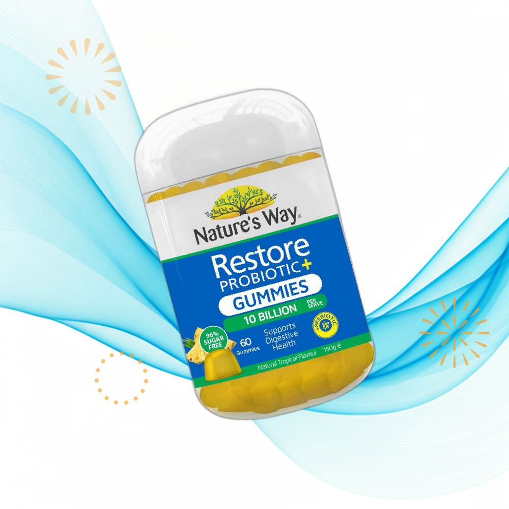 Natures Way <b>네이쳐스 웨이 장</b> 건강 네이처스 리스토어 프로바이오틱 구미 60 팩 M2