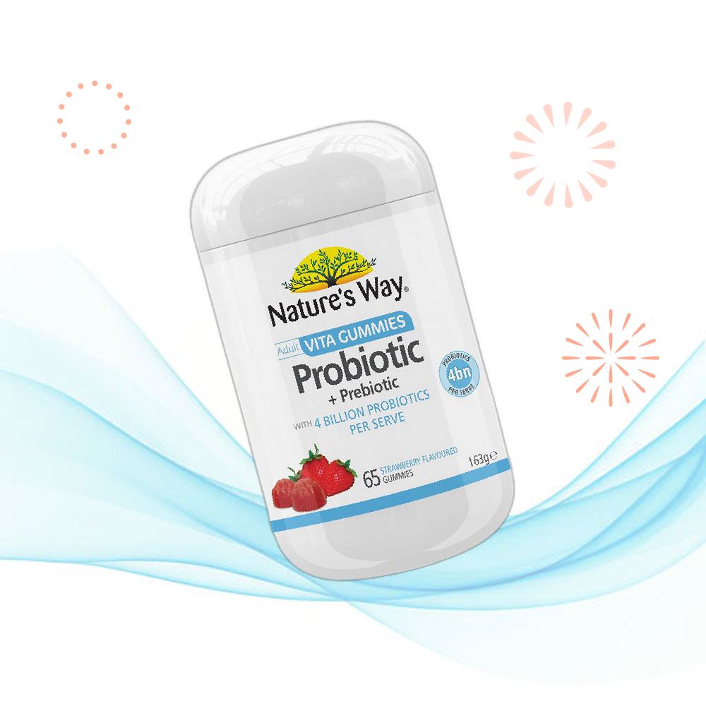 Natures Way <b>네이쳐스 웨이 장</b> 건강 네이처스 성인 비타 구미 프로바이오틱 + 프리바이오틱 65 팩 M0