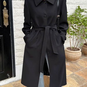 [루씨앤] 애들린 카라 긴팔 베이직 롱 코트 하객룩코트 바바리 봄여성자켓 정장자켓 6290