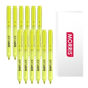 모리스 저스트클릭 형광펜 S 옐로우 1타스(12개입) 갑 - 똑딱이 노크식 선명한