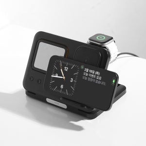 아이노트 WC100F 3in1 올인원 무선충전기 전기종 호환 블랙+M508R 블랙