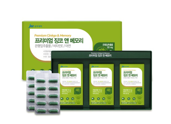 jw중외제약 - 은행잎추출물 비타민E 아연 징코 앤 메모리 3개월 [500mgx90캡슐]