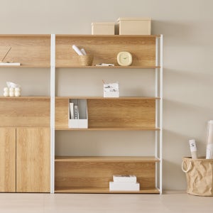 티에스퍼니처 두로 철제 선반 오픈형 책장 1200mm, 5단, 아카시아