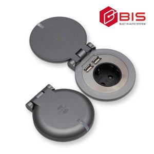 BIS 멀티커버형 콘센트 1구 빌트인 USB 고속양면충전 사무실 침대 책상 BID-201W