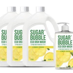 친환경세제 순한 슈가버블 주방세제 940ml + 리필 2.5L x 3개