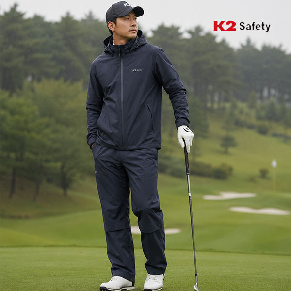K2 세이프티 여름 바람막이 경량 바지 우의 세트 남자 골프자켓 방수 후드 레인쉘터셋업