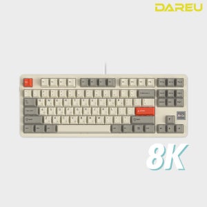 다얼유 A87 PRO 8K 유선 기계식 게이밍 키보드 레트로베이지, 스노우축