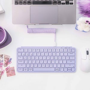 키크론 B1 휴대용 미니 키보드 블루투스 무소음 아이패드 키보드 라벤더 퍼플, 펜타그래프