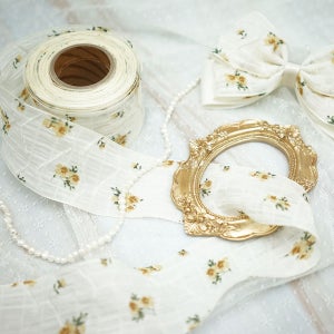 샤론 플라워패턴 수입 원단리본 헤어핀재료 리본diy 50mm