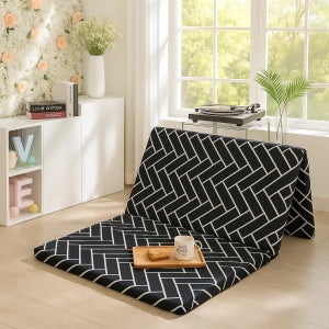 엔젤홈스 3단 접이식 매트리스 폴딩형 5cm 슬림 1인용 거실 침실용 매트 격자블랙