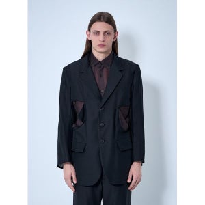 YOHJI YAMAMOTO 커트오프 싱글브레스트 블레이저 HP J81 272 1 SS25 Black