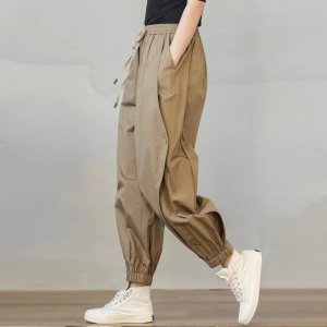 세상시원편함 스판 배기핏 바스락 밴딩조거팬츠 절개핀턱 데일리바지 여자여자몰