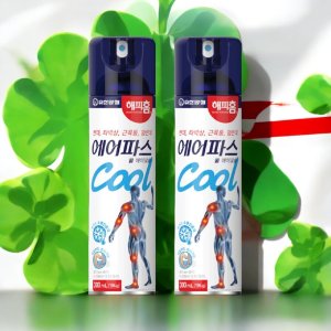 뿌리는 손목파스 타박상 근육통 손목 허리 통증 쿨 에어파스 300ml 2개