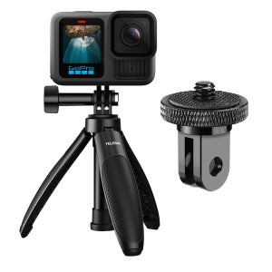 고프로 히어로 13 블랙 호환 4단 높이 조절 쇼티 액션캠 삼각대 2세대 + 1/4홀 변환 마운트 2종 SET