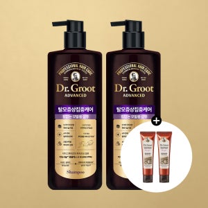 [힘없는 모발용]닥터그루트 집중케어 어드밴스드 탈모샴푸 700ml 2개 약산성 대용량+(증정)맥주효모 샴푸 100ml 2개