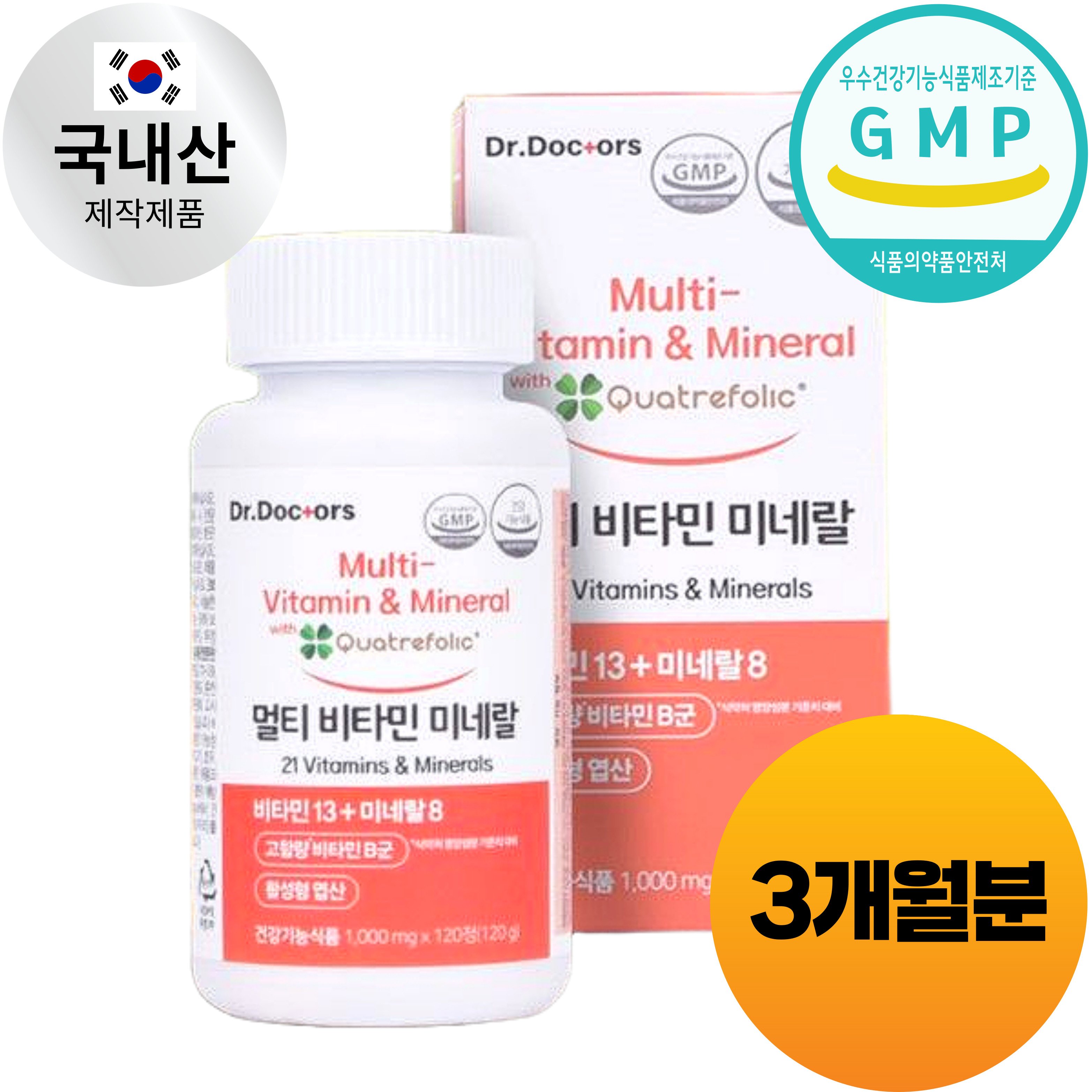 [종합비타민] <b>닥터닥터스</b> 멀티 비타민 <b>미네랄</b> 1000mg 120정, 1개