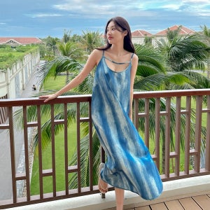 아주르 휴양지 동남아 베트남 나트랑 여행용 바캉스 빅사이즈 비치 롱 나시 원피스
