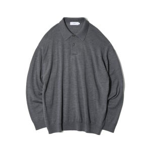 그라프페이퍼 HIGH GAUGE KNIT OVERSIZED L/S POLO (C.GRAY)