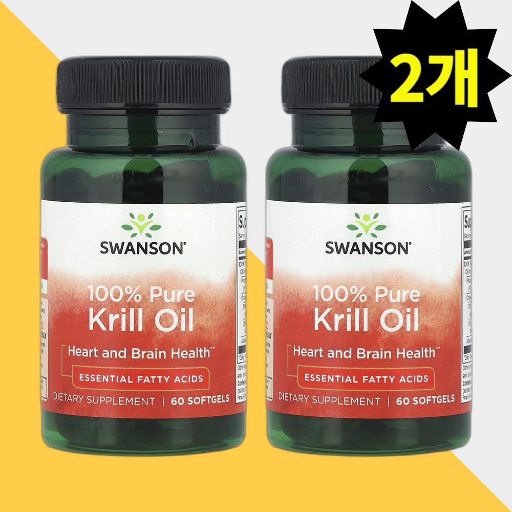 스완슨 <b>크릴오일</b> 100% <b>퓨어</b> 오메가3 아스타잔틴 60정 <b>krill oil</b> 2개