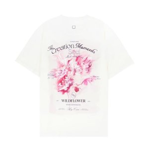 우영미 W251TS06 761I 아이보리 플라워 백로고 티셔츠