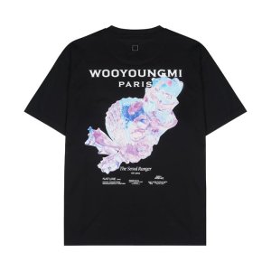 우영미 W251TS05 708B 블랙 3D 코랄 백로고 티셔츠