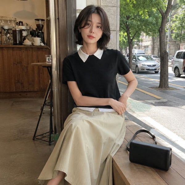 [제너럴아이디어 WOMAN] 레이어드 에센셜 하프 풀오버 [4COL] / WBE2L05533
