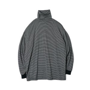 그라프페이퍼 WOOL BORDER L/S TURTLE NECK TEE (BLK/WHT)