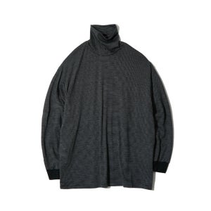그라프페이퍼 WOOL BORDER L/S TURTLE NECK TEE (BLK/GRY)