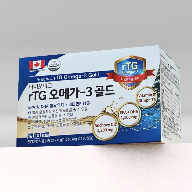 바이오피크 알티지 rTG <b>오메가</b>3 <b>골드</b> 고함량 1100mg 6개월분 캐나다 <b>오메가</b>3