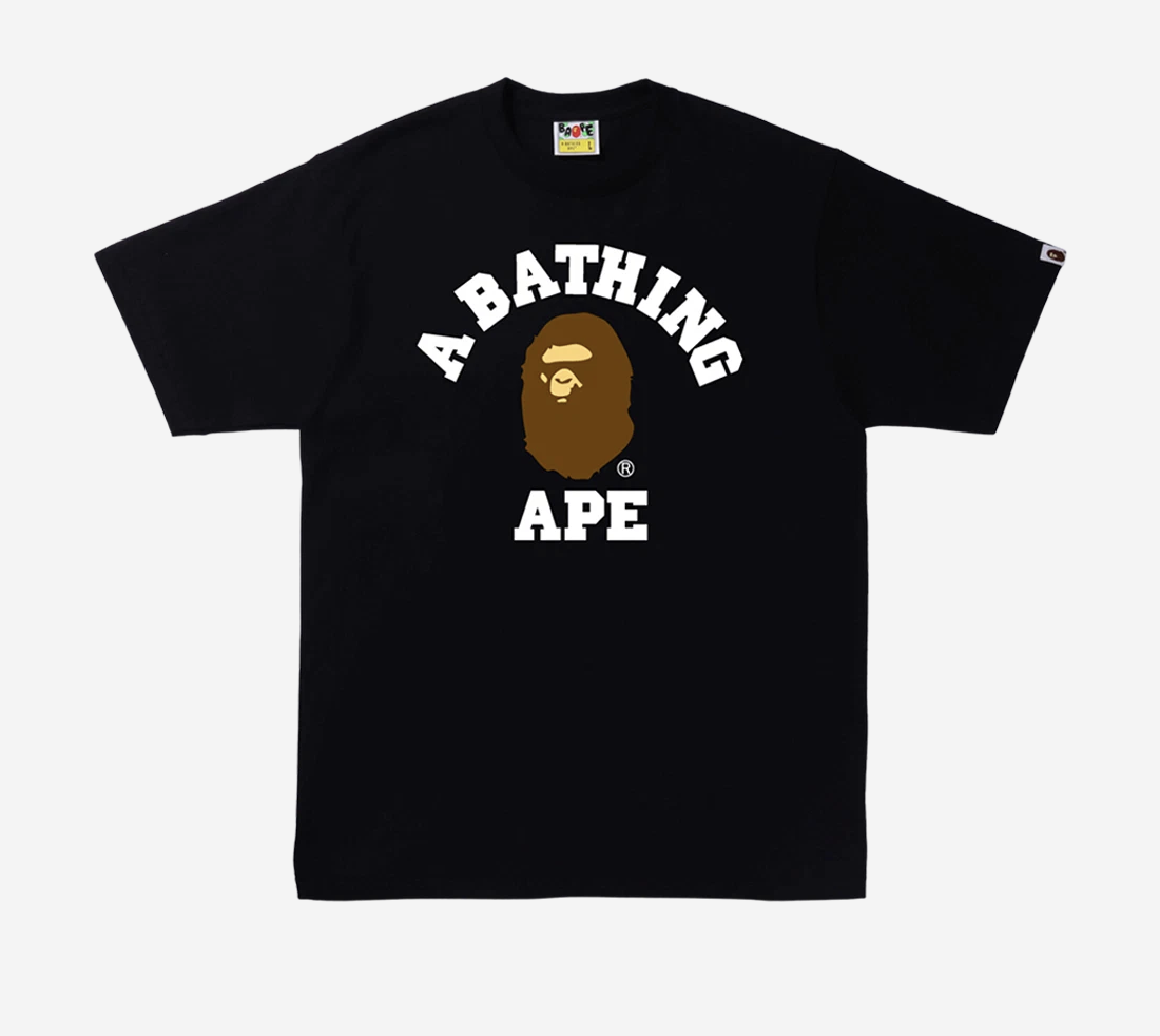 25SS BAPE College T-Shirt Black 여름 반팔 남여공용