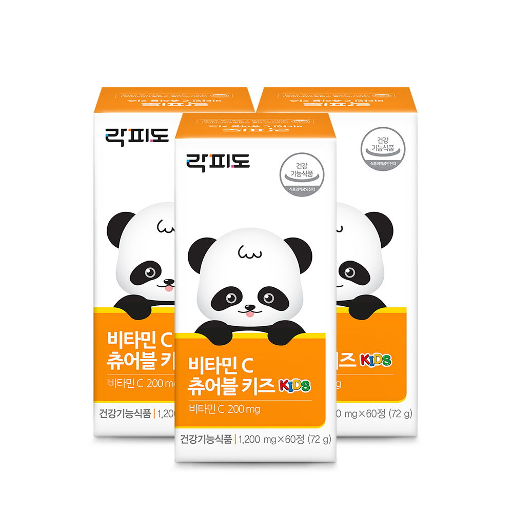 락피도 비타민C 츄어블 키즈 /영국산 프리미엄 비타민C 60정, 3개