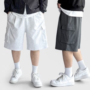 1+1 남자 중학생 카고 하프 버뮤다 팬츠 남성 7부 면 밴딩 반바지