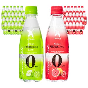 시그너스 제로사이다 350ml, 그린애플 24개+레드자몽 24개